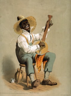 Playing a banjo