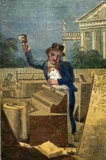 Stone Mason with mallet and chisel