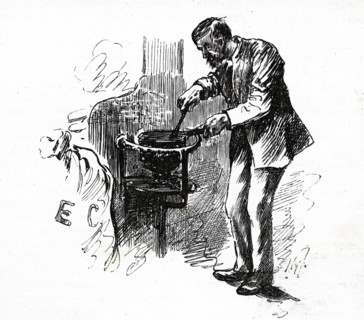 Heating the wax with which mail bags were sealed before dispatch