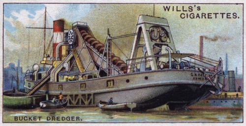 A bucket dredger.