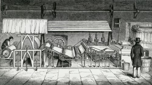 Machine for making continuous roll of paper