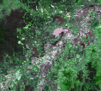 Satellite view of the inundation west of Brisbane in Australia