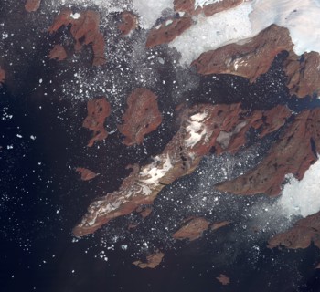 An image of icebergs off the west coast of Greenland