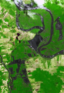 The Morganza Spillway, a flood control structure along the western bank of the Mississippi River in