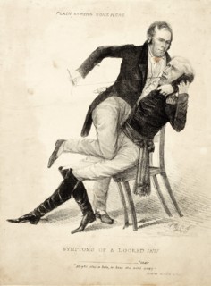 Political cartoon with Henry Clay and Andrew Jackson