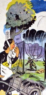 Illustration by Loys Petillot celebrating the struggle for liberty in Alsace & Lorraine at the end of world war Two.