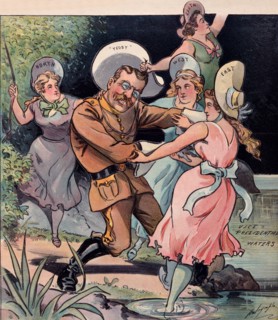 Satirical cartoon featuring Teddy Roosevelt
