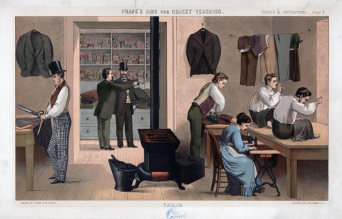 People working in tailor shop, c.1874