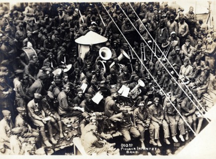 African American band members on the U.S.S. Philippine, 1919