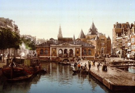 Fish market and bourse, Amsterdam, 1890-1900