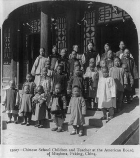 Chinese school children and teacher, c.1900