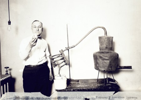 Moonshine still recently confiscated by the Internal Revenue Bureau