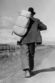 Migrant worker on California highway, 1938