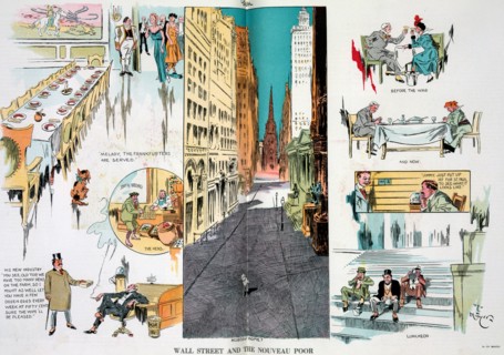 Illustration of deserted Wall Street in 1914
