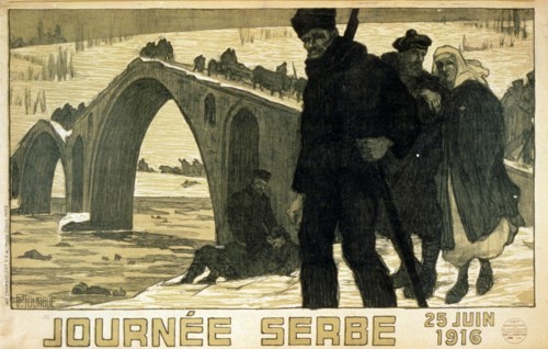 Serbians crossing the River Drina into Albania, 1916