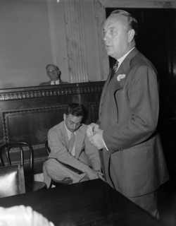 Harvey Wilson delivering a speech, 1937