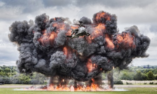 Photograph of an Army Air Corps Apache during a display at the Royal International Air Tattoo at RAF Fairford