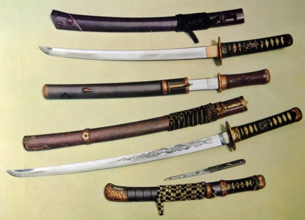 Collection of 14th Century Japanese Katana, Wakizashi, Tanto, and Samurai swords
