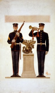 Poster depicting two Marines in dress uniform