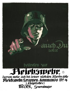 German propaganda poster encouraging enlistment Reichswehr credited to Oscar Consée Kunstanstalt