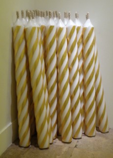 Untitled Paraffin and metal structure of Birthday candles by Philippe Parreno
