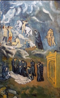 Painting titled 'Evocation The Burial of Casagemas' by Pablo Picasso