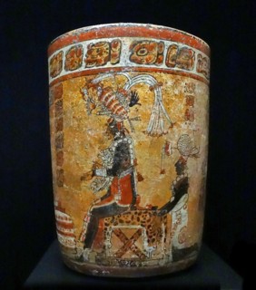 Mayan terracotta vase depicting a king or ruler