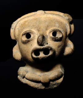 Olmec figurine, made from terracotta. From Mexico or Guatemala. 1500-600 BC