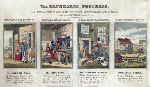 The Drunkard's progress by J.W. Barber, c1826.