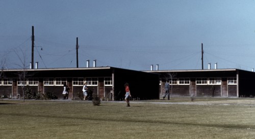 Row shelters, Texas, USA.