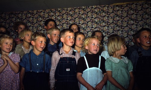 School children singing, USA. Russell, Lee, photographer.