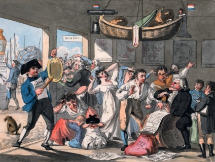 Dutch cartoon forecasts aeronautic events for the year 1804