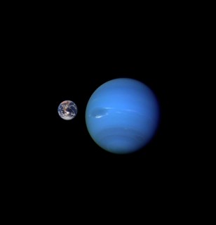 View of Neptune compared to the earth 2003