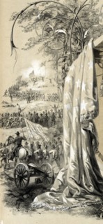 Battle illustration from the Title page of a photo album of the American Civil War 1865