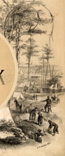 Battle illustration from the Title page of a photo album of the American Civil War 1865