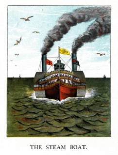 An American illustration of a Steam ship at sea 1870