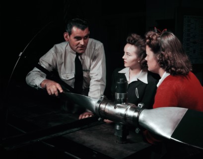 World War Two women in aeronautics class held at Washington High School, Los Angeles, California1942