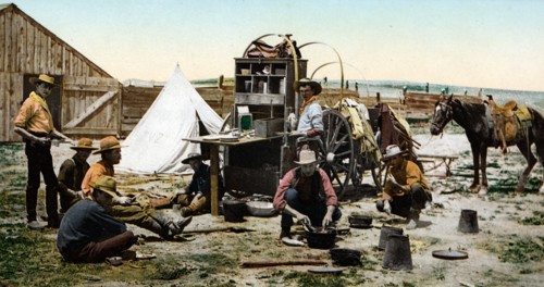 Photomechanical print of the ''round up'' grub pile on the Cimarron, Colorado