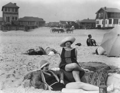 Photographic print of two women at Long Beach, New York