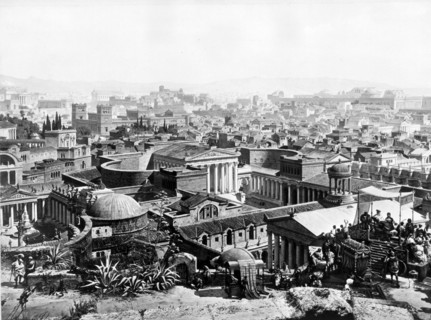 Panoramic painting of Ancient Rome with the triumphal procession of Emperor Constantine