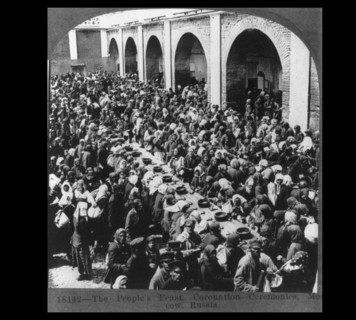Photographic print of 'The People's Feast' during the coronation ceremonies, Moscow, Russia.