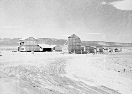 Photographic print of a Japanese village built for nuclear testing at the US Air Force Nevada Test Site