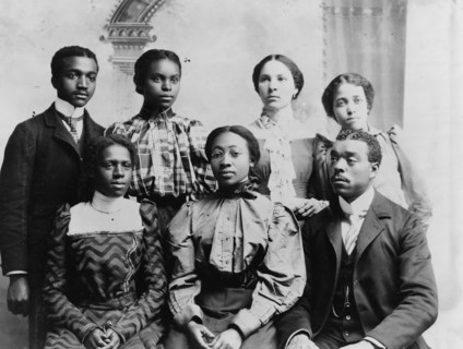 Roger Williams University, Nashville, Tenn. Norman Group portrait of African American students, facing front.