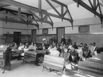 teacher with Students at the Fisk University (co-educational), African American college