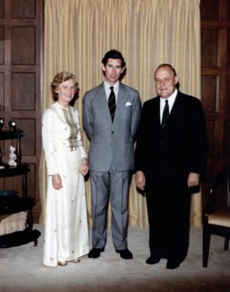Prince Charles at Vogel House, New Zealand with Robert Muldoon the Prime Minister