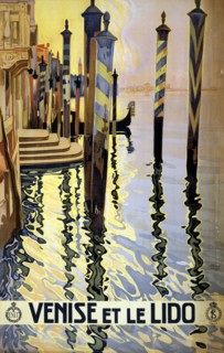 Poster showing a canal in Venice 1920; by Vittorio Grassi