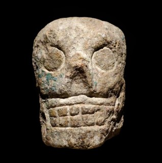 Decorative Mayan stone skull. Mexican, 900-1250 AD
