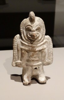 Zoomorphic or anthropomorphic Mayan figurine with human and owl features