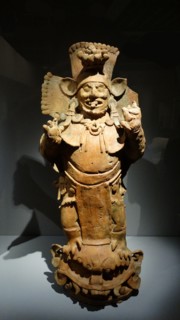 Mayan incense burner representing the god of the Sun in the underworld.