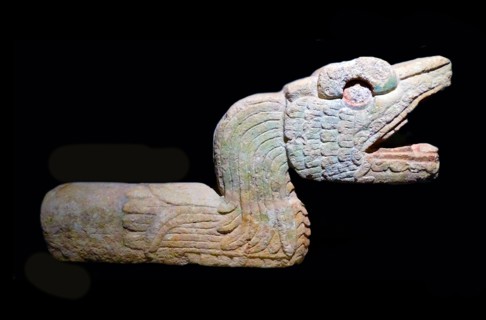 post-classical Mayan Sculpture of a plumed serpent
